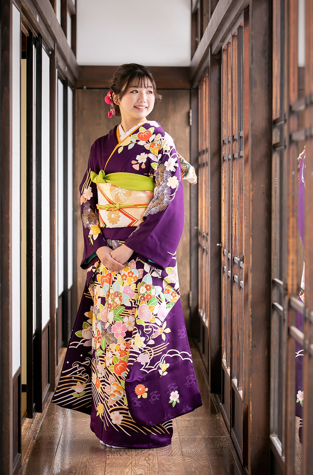 小紫色滝泰京友禅振袖