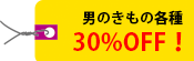 男のきもの各種 30%OFF